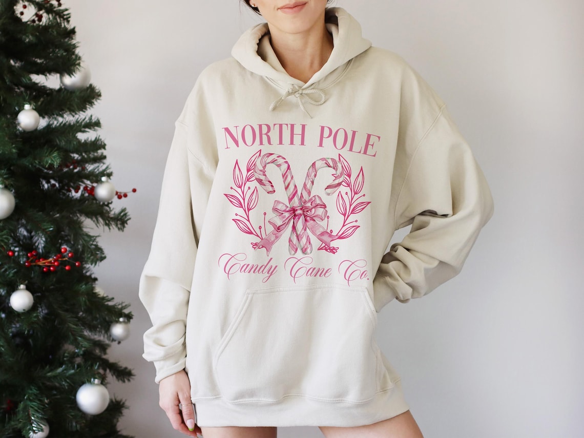 Sweatshirt Crew Or Hoodie T-Shirt  Christmas North Pole Candy Canes