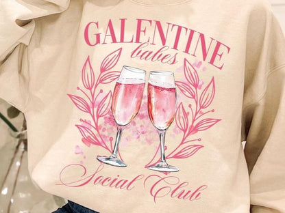 Hoodie Sweatshirt Crew T-Shirt  Valentines - Galentine Babes Social Club