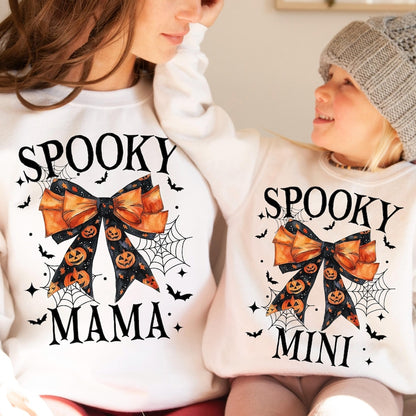 DTF Transfer Fall Halloween Spooky Bow MaMa & Mini