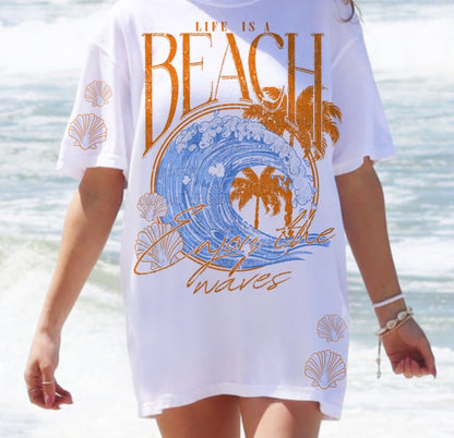 DTF Transfer Summer Design Life Is A Beach Two Colors