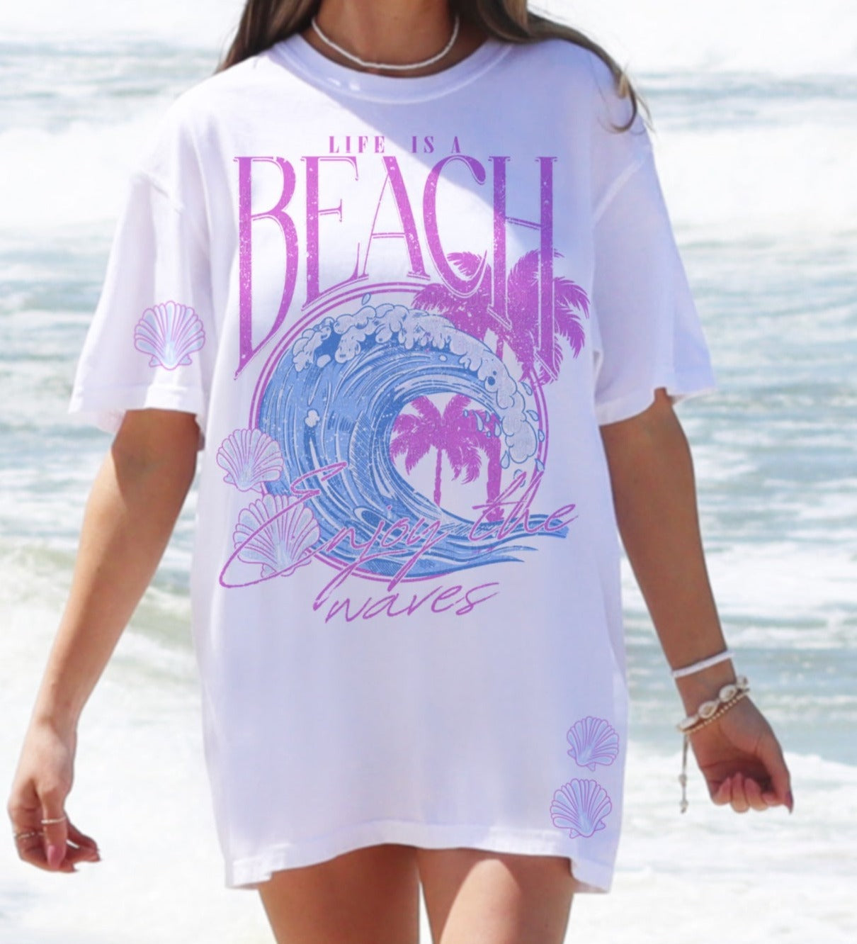 DTF Transfer Summer Design Life Is A Beach Two Colors
