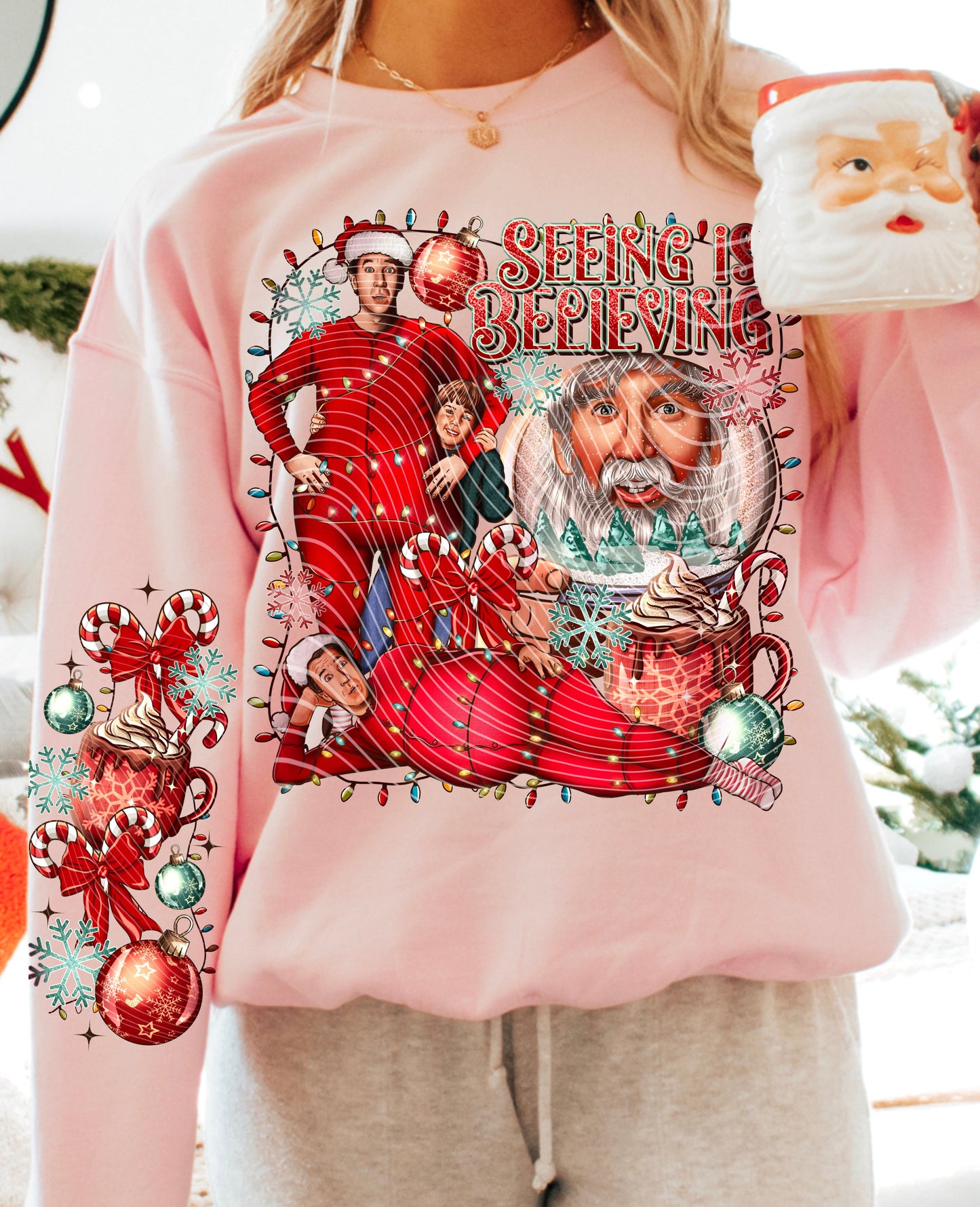 Sweatshirt Crew Or Hoodie T-Shirt  Christmas Santa Clause Vintage Sleeve Print Offered