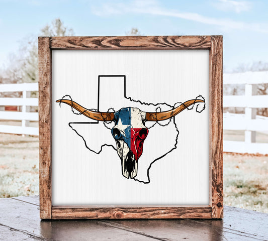 Framed Wooden Texas Sign - 13" and 7" Sizes - Rustic Home Decor