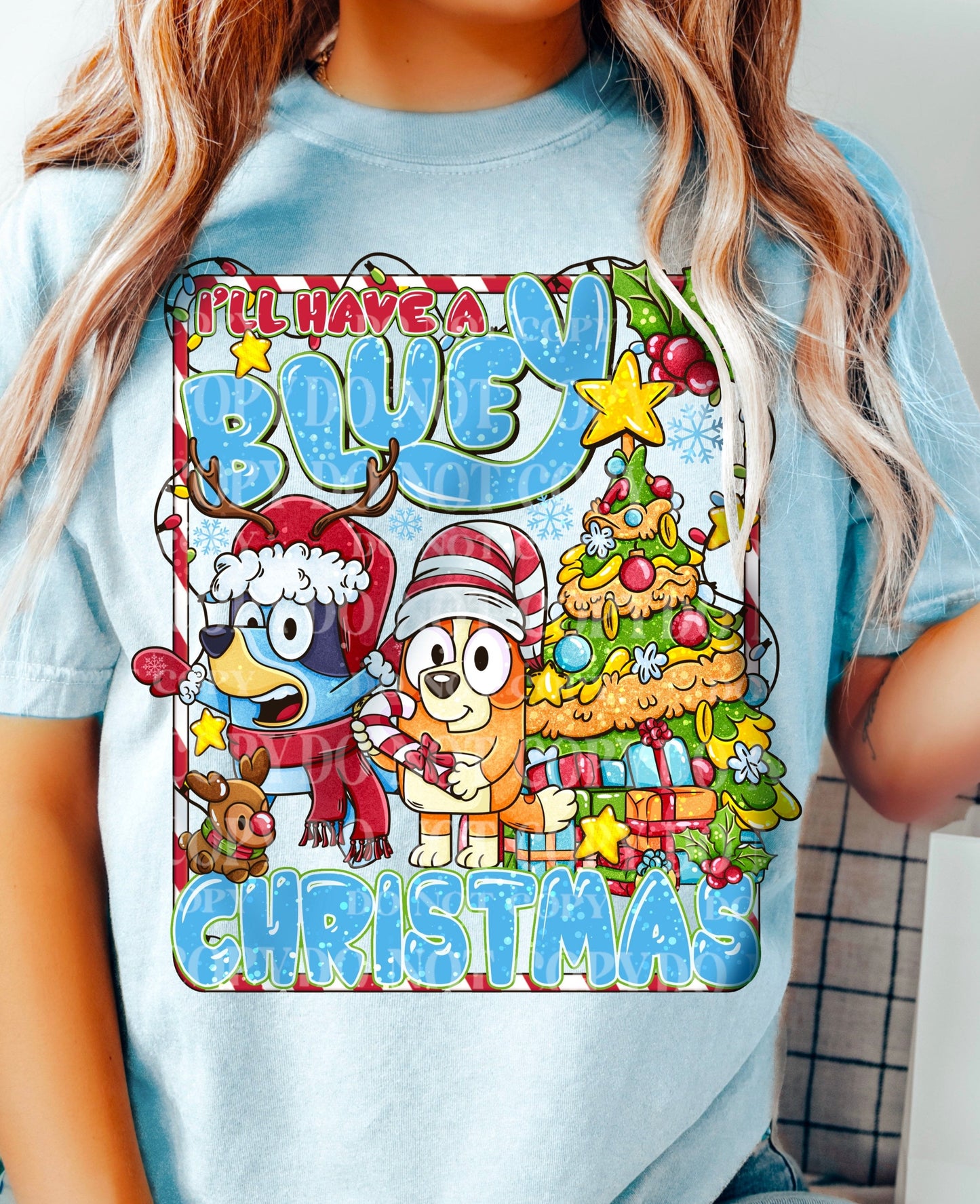 Sweatshirt Hoodie Or T-Shirt  Christmas Bluey Christmas