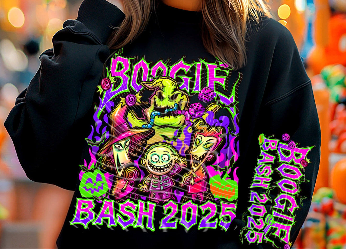 DTF Transfer Boogiee Bash 2025 Halloween Sleeve Sweatshirt