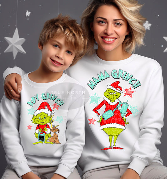 DTF Transfer Christmas  Mama & Boy Grinch Grinch Jumbo