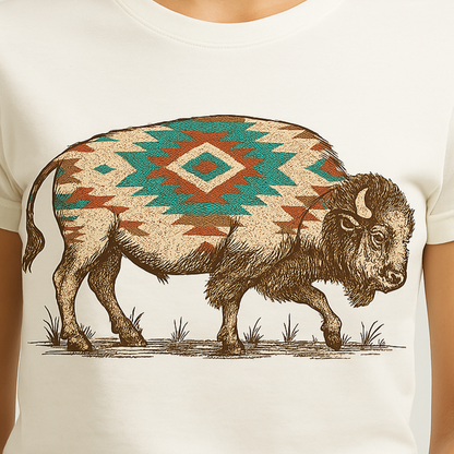 DTF Transfer Tribal Buffalo – Southwestern Aztec Bison Print