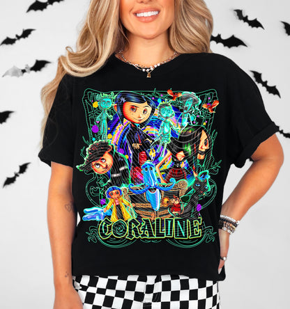 Coraline Neon Nightmare – Glow-Inspired Sweatshirt with Full Sleeve Detail