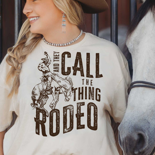 DTF Transfer And They Call the Thing Rodeo – Vintage Cowboy Riding Graphic