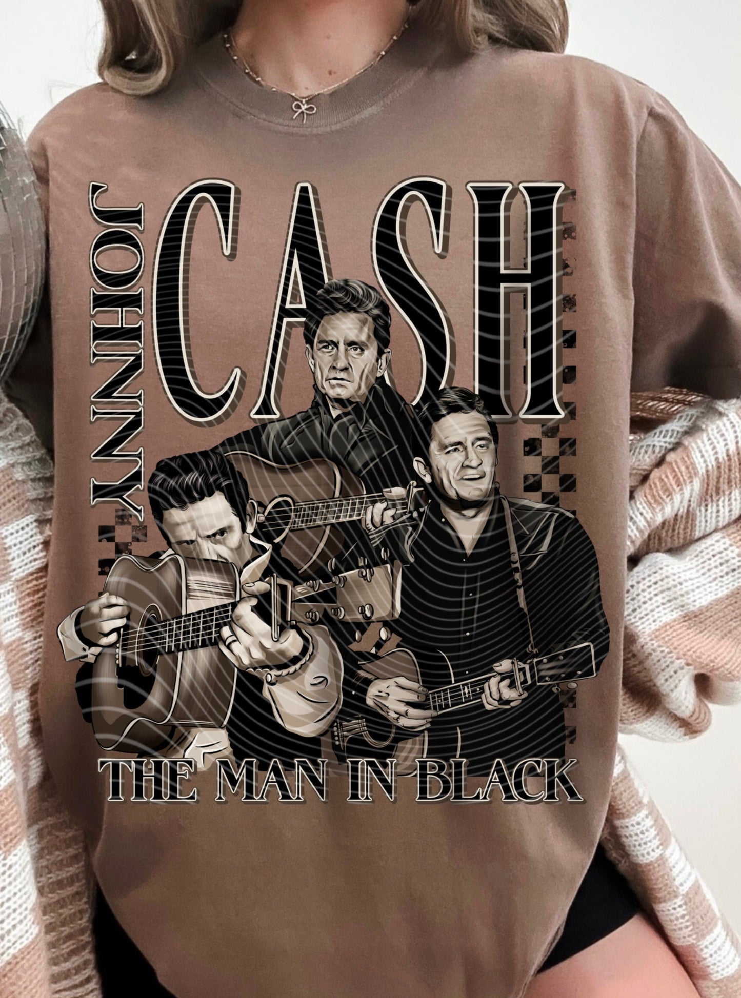DTF Transfer  Western The Man in Black Graphic Sweatshirt – Retro Music  #2