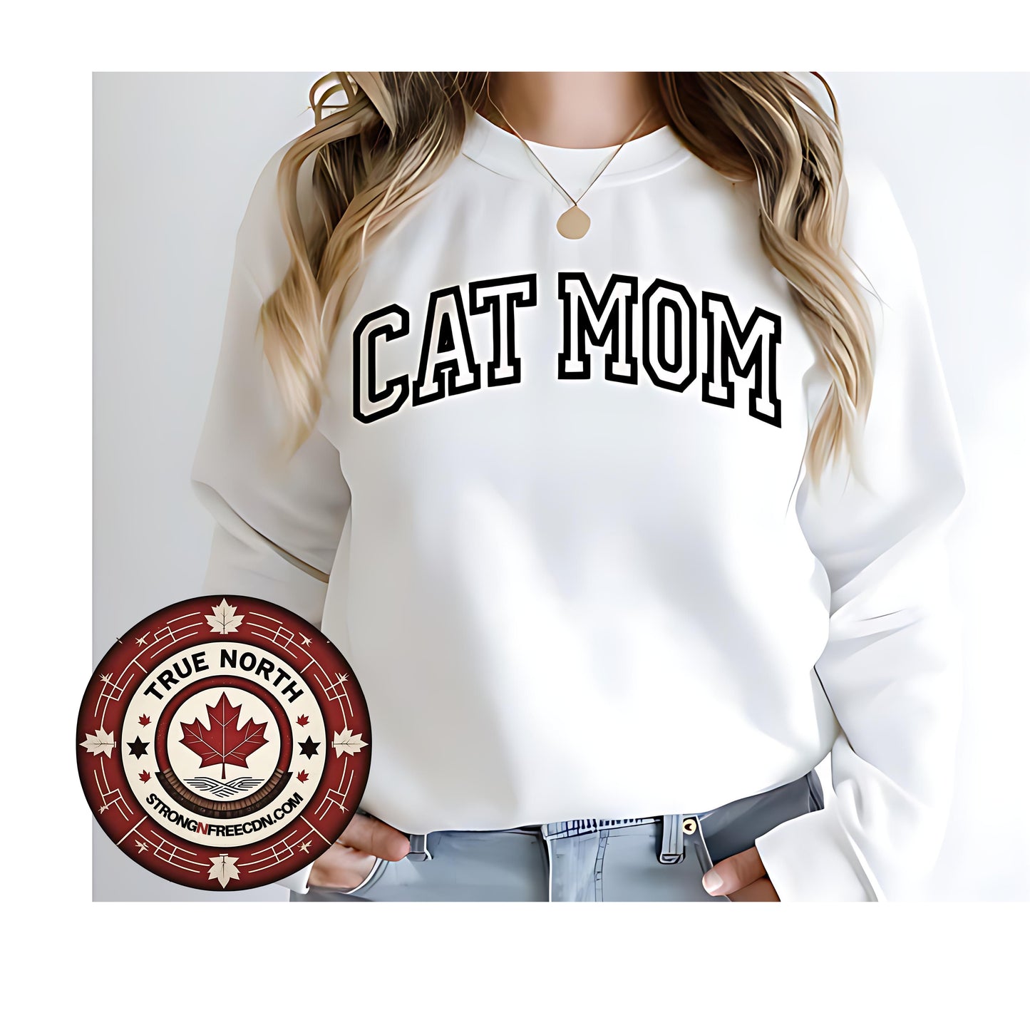 Cat Mom Embroidered Crewneck or Hoodie