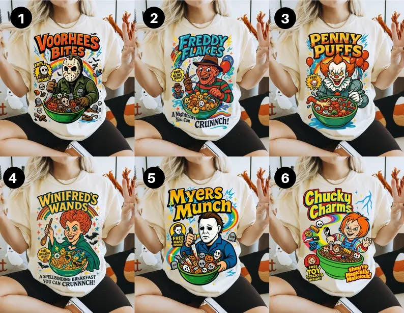 DTF Transfer – Cereal Killers Horror Breakfast Parody