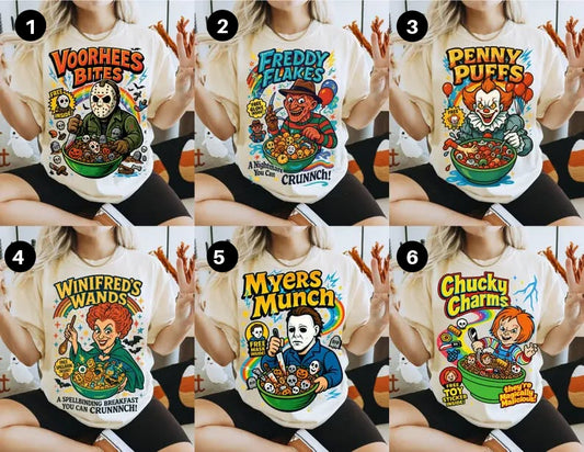 DTF Transfer – Cereal Killers Horror Breakfast Parody