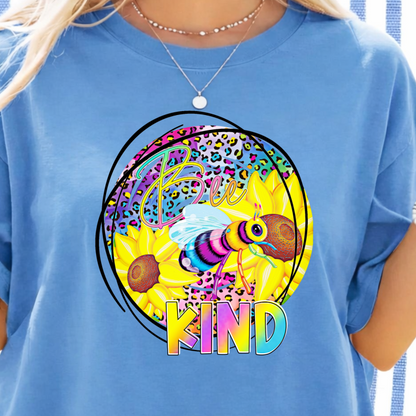 DTF Transfer Bee Kind Sunflower Design – Colorful Inspirational