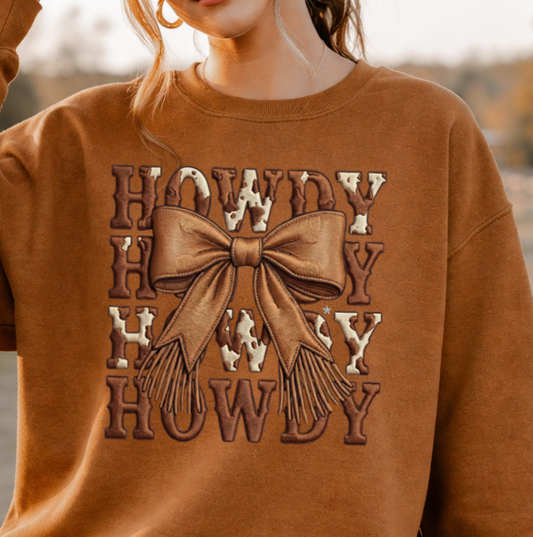DTF Transfer Howdy Western Cowgirl Bow Rustic Country Design