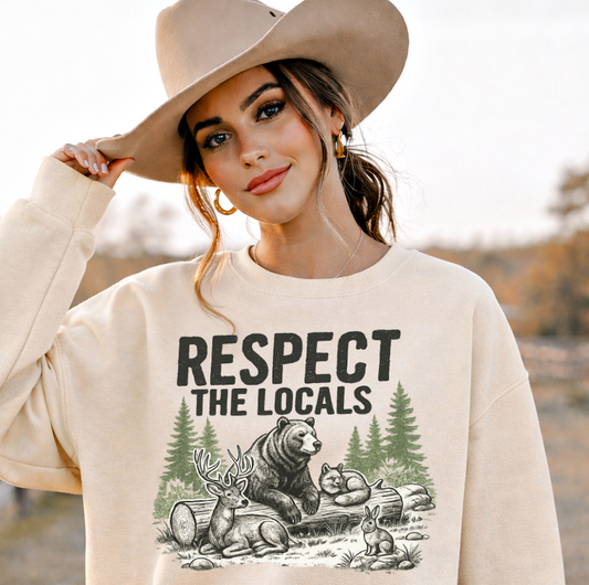 DTF Transfer Respect The Locals Bear Deer Forest Wildlife Camping Outdoor