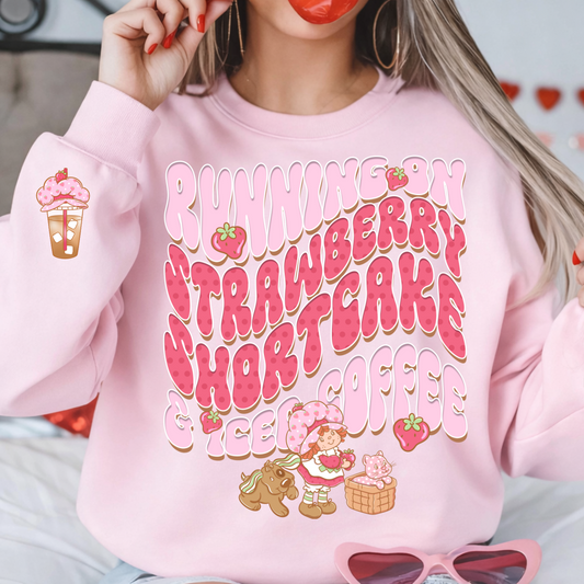 DTF Transfer Cute Strawberry Design – Retro Pink Dessert Coffee Graphic