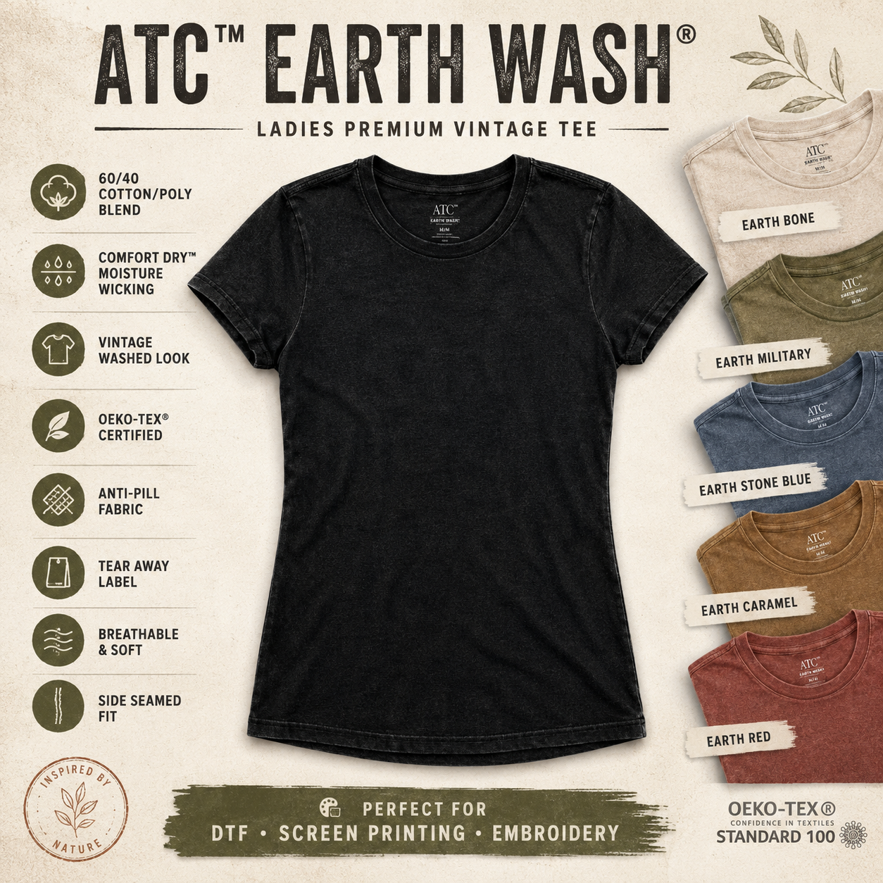 ATC™ EARTH WASH® CVC LADIES' TEE - ATC6040L