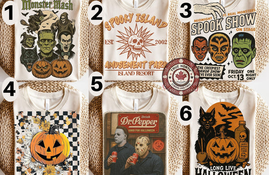 DTF Transfer Halloween Collection – 6 Spooky Vintage Horror Shirt Designs