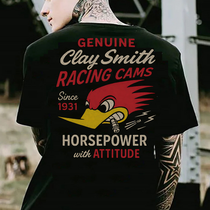 Clay Smith Racing Cams Tee – Genuine Horsepower with Attitude (Since 1931)