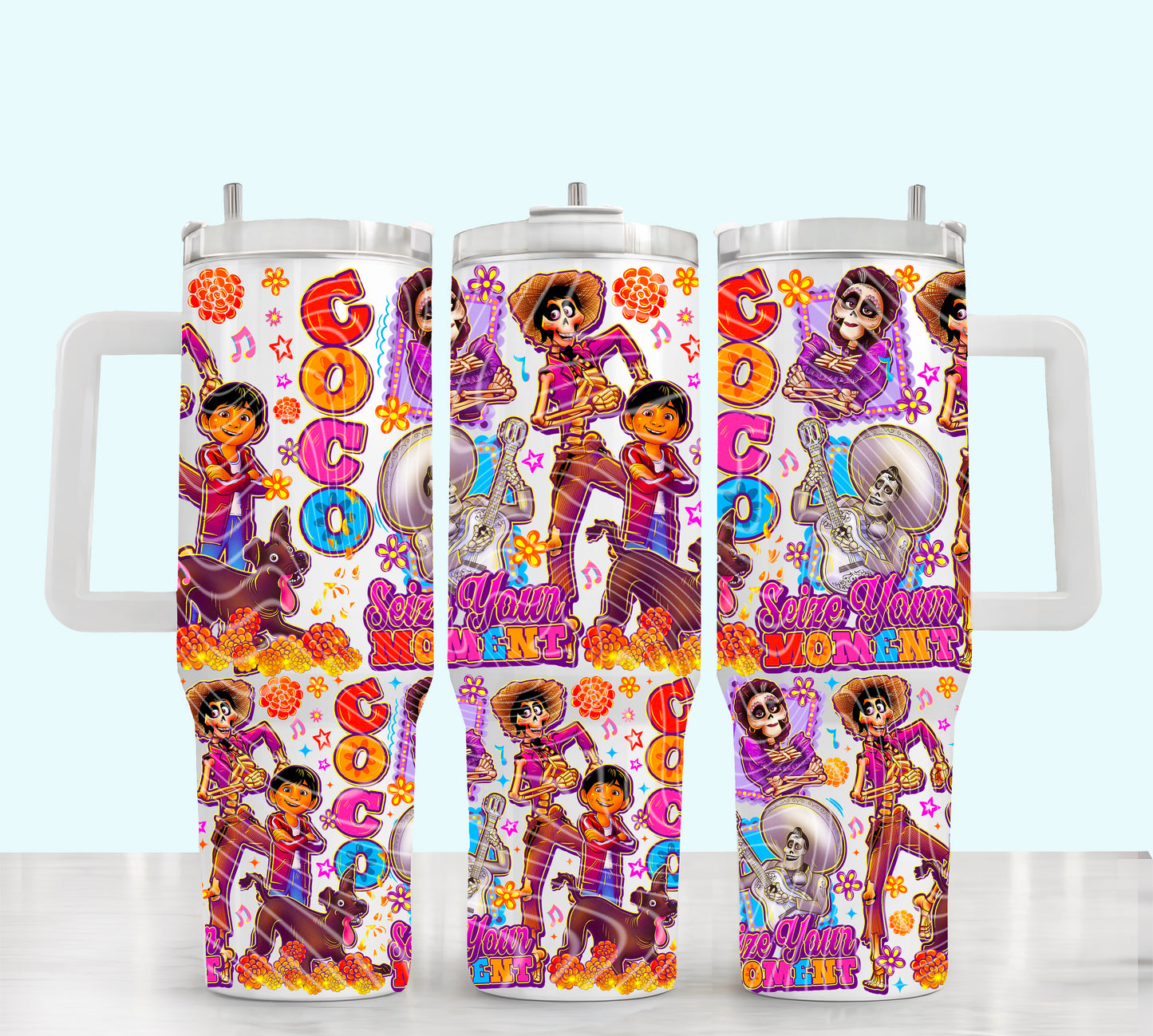 UV DTF Cup Wrap – Seize Your Moment Colorful Characters