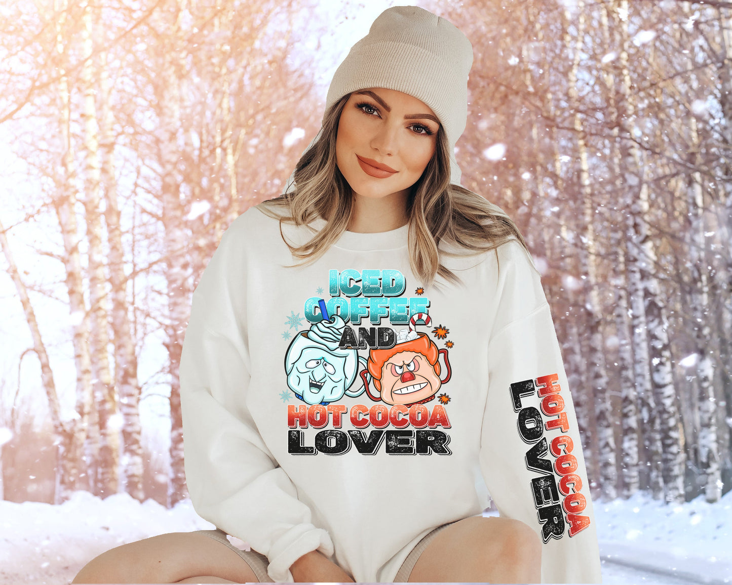 Sweatshirt Hoodie T-Shirt Christmas Ice Coffee and Hot Cocoa Lover