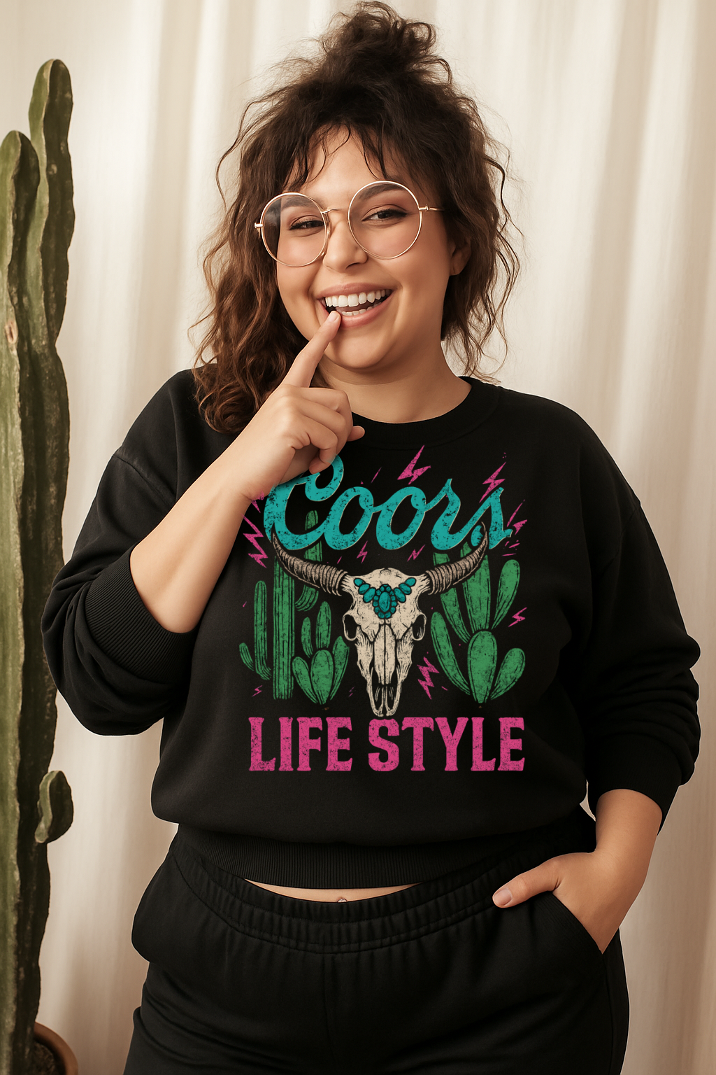 DTF Transfer Coors Life Style – Western Skull with Cactus & Turquoise Accent