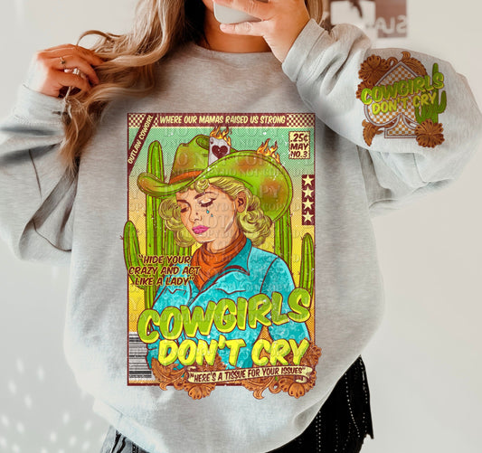DTF Transfer Country Cow Girls Don't Cry Vintage Style Jumbo Size W/ Sleeves
