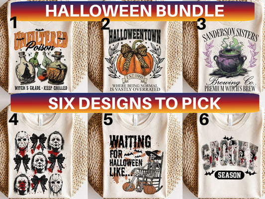 DTF Transfer Fall  Halloween Six  Design Bundle