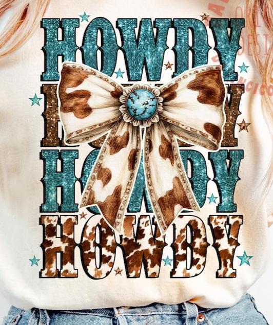 DTF Transfer Country Howdy Howdy Cow Bow
