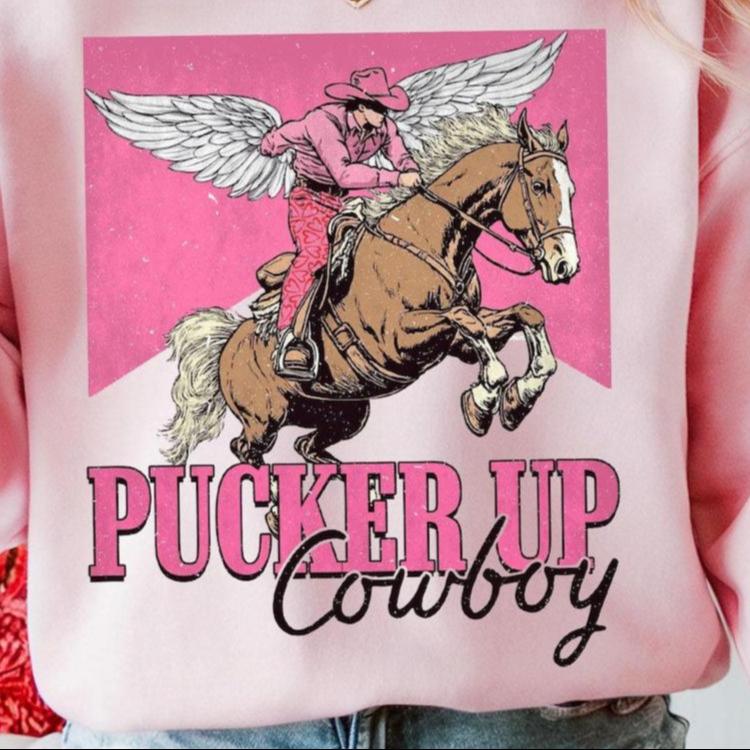 DTF Transfer - Pucker Up Cowboy Valentine Design