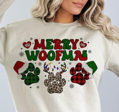 Sweatshirt Hoodie Or T-Shirt  Christmas Merry Woofmas Dogs