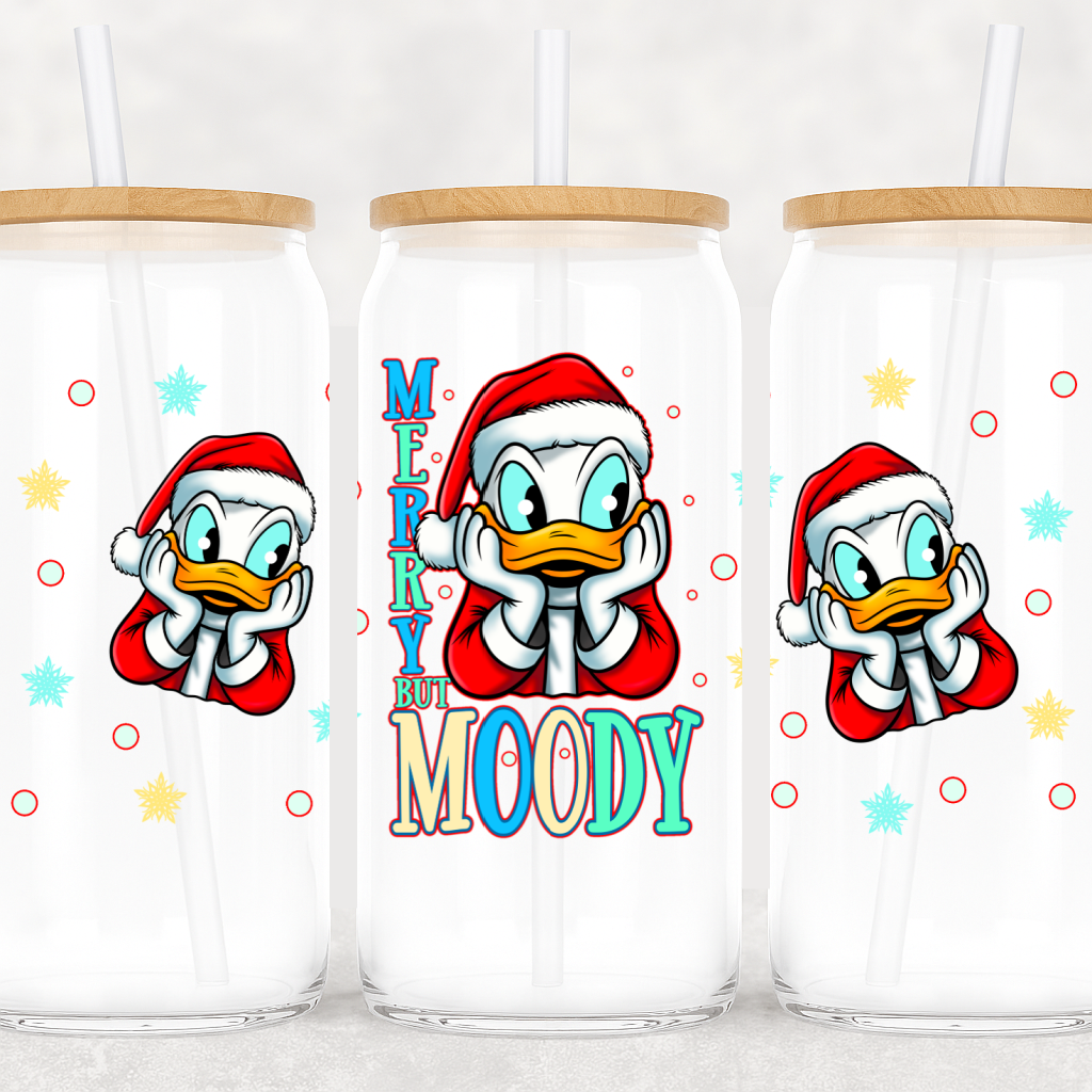 UV DTF Cup Wrap – Merry But Moody Christmas Duck Design