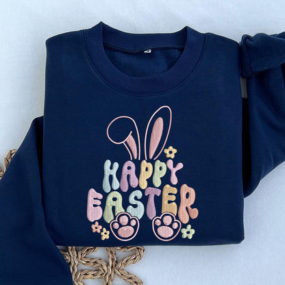 Embroidered Happy Easter Bunny Crewneck