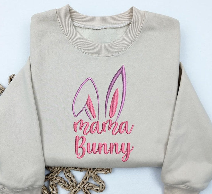 Embroidered Mama Bunny Script Sweatshirt