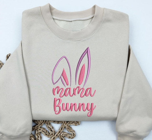Embroidered Mama Bunny Script Sweatshirt