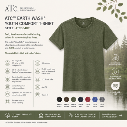 ATC™ EARTH WASH® CVC YOUTH TEE - ATC6040Y