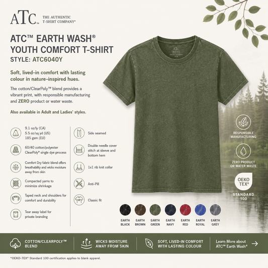 ATC™ EARTH WASH® CVC YOUTH TEE - ATC6040Y