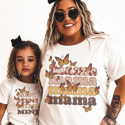 DTF Transfer Mama & Mini Butterflies - Matching Retro Design