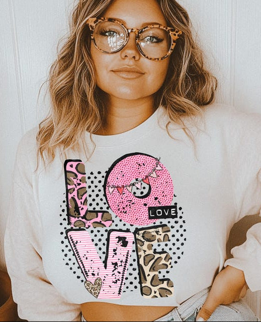DTF Transfer Pink Leopard LOVE BOHO