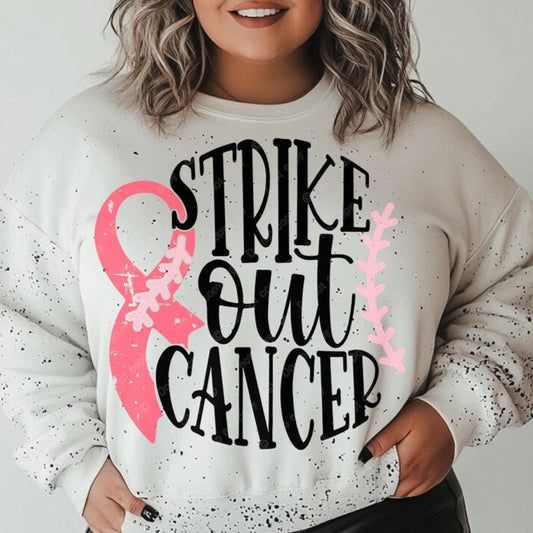 DTF Transfer Strike Out Cancer - Breast Cancer Awareness Design