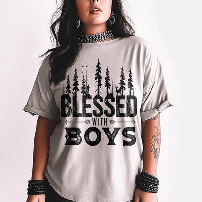 DTF Transfer Blessed with Boys - Rustic Forest-Inspired Design