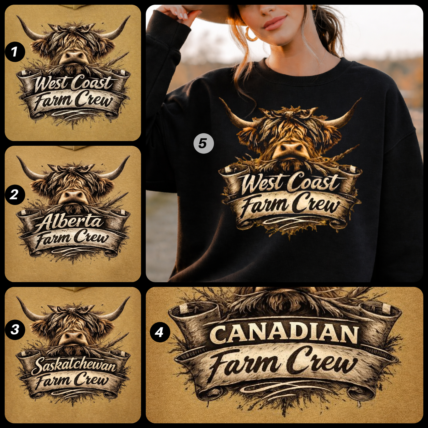 DTF Transfer Farm Crew Designs – West Coast, Alberta, Saskatchewan & Canadian