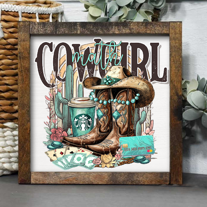 Rustic Framed Wooden  2 Sizes Country Farmhouse Cow