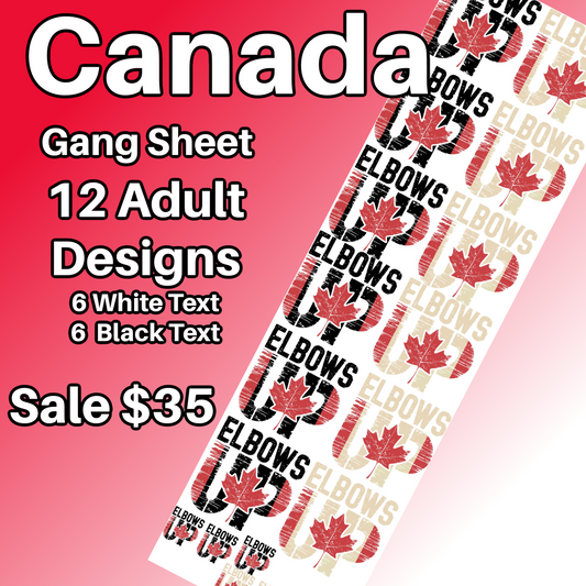 DTF Transfer Canada Gang Sheet – Elbows Up