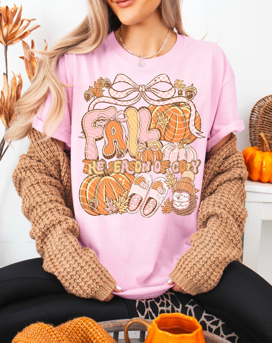 DTF Transfer Fall The Season of Cozy Pumpkins & Slippers