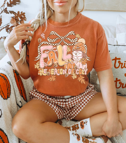 DTF Transfer Cozy Fall Pumpkin and Hedgehog Design