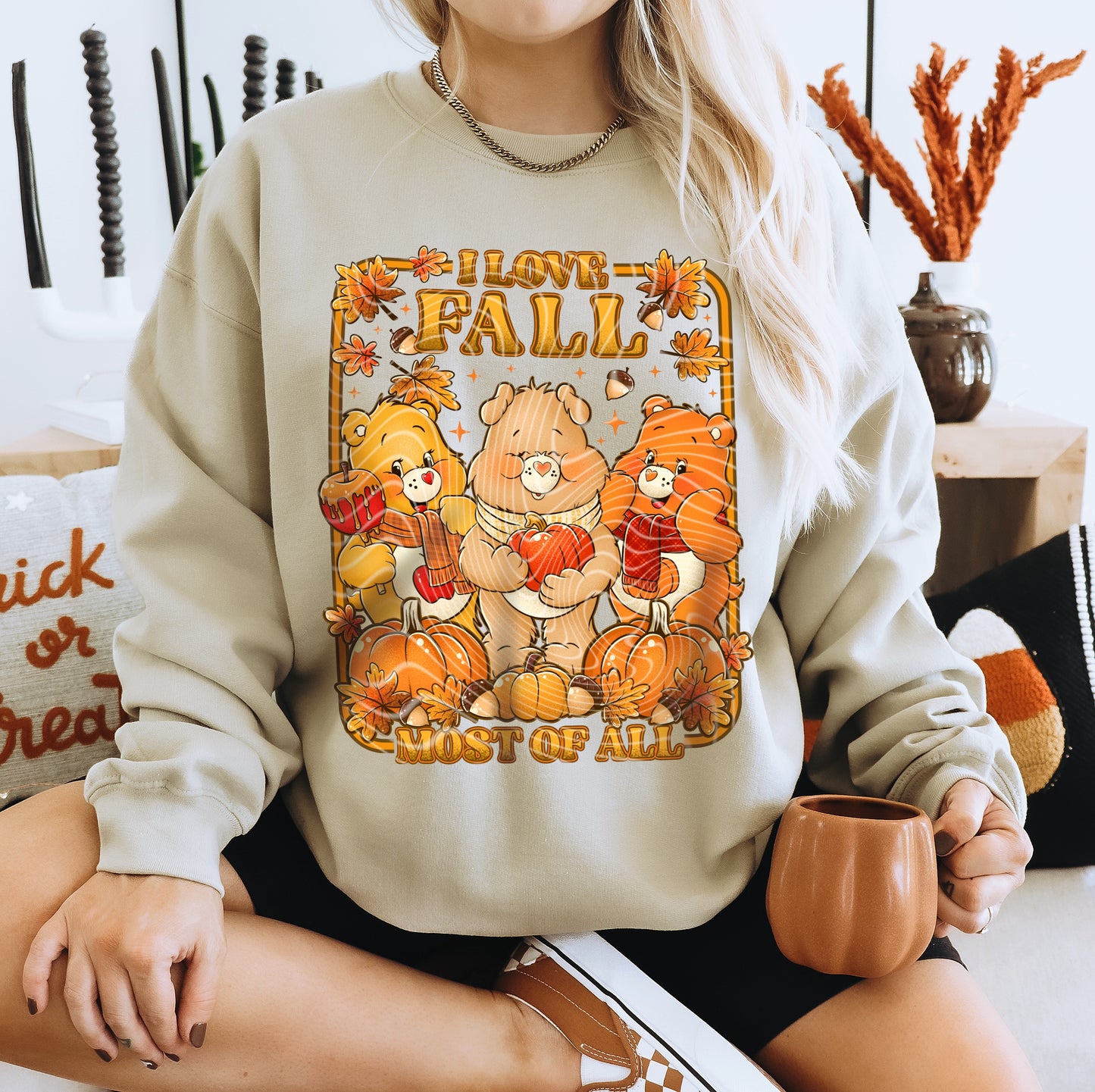 DTF Transfer Fall  Vintage Care Bear and Friends I Love Fall