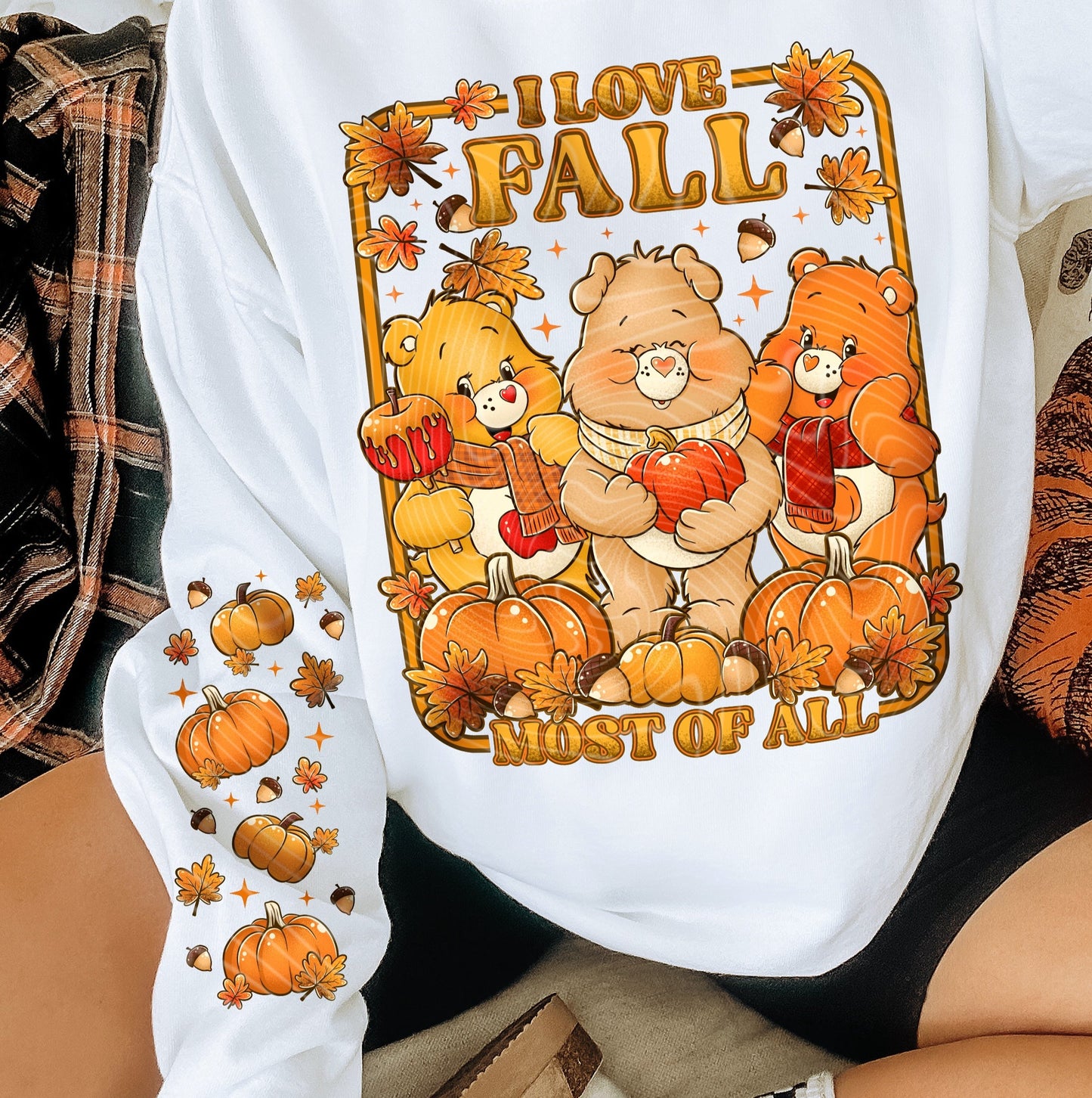 DTF Transfer Fall  Vintage Care Bear and Friends I Love Fall