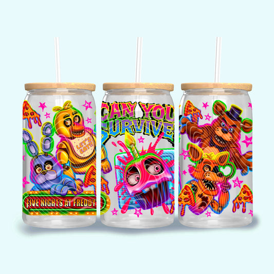 UV DTF Cup Wrap – Five Nightss at Freddy’s Can You Survive Neon Horror